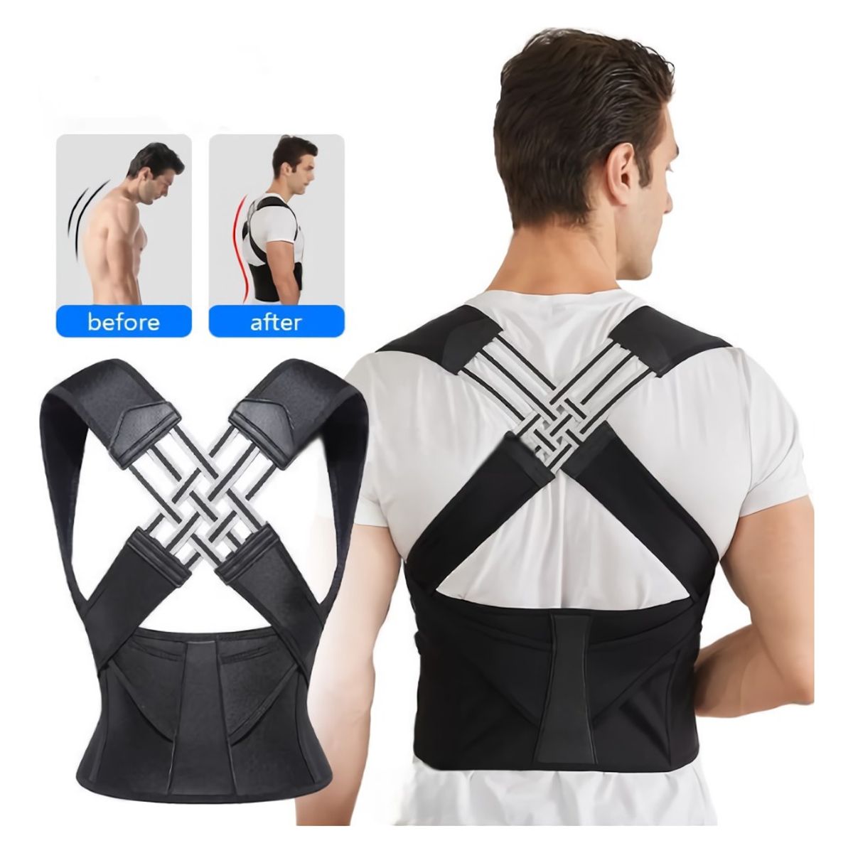 GENERICO - Cinturón Corrector Postura Ortopédico Alivio Dolor Espalda