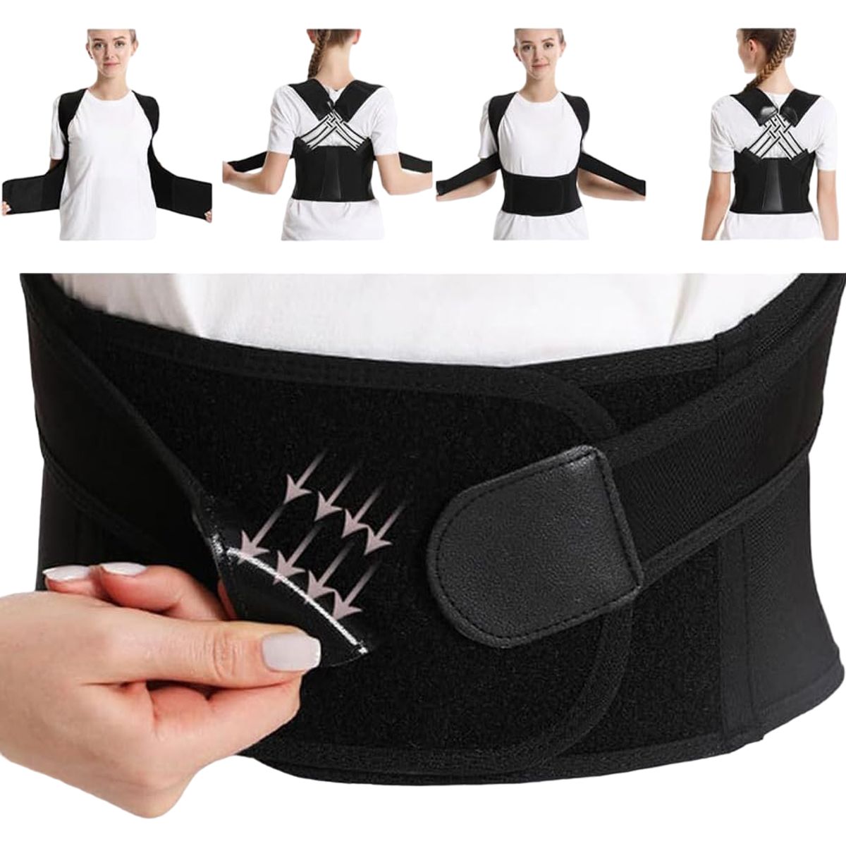 GENERICO - Cinturón Corrector Postura Ortopédico Alivio Dolor Espalda