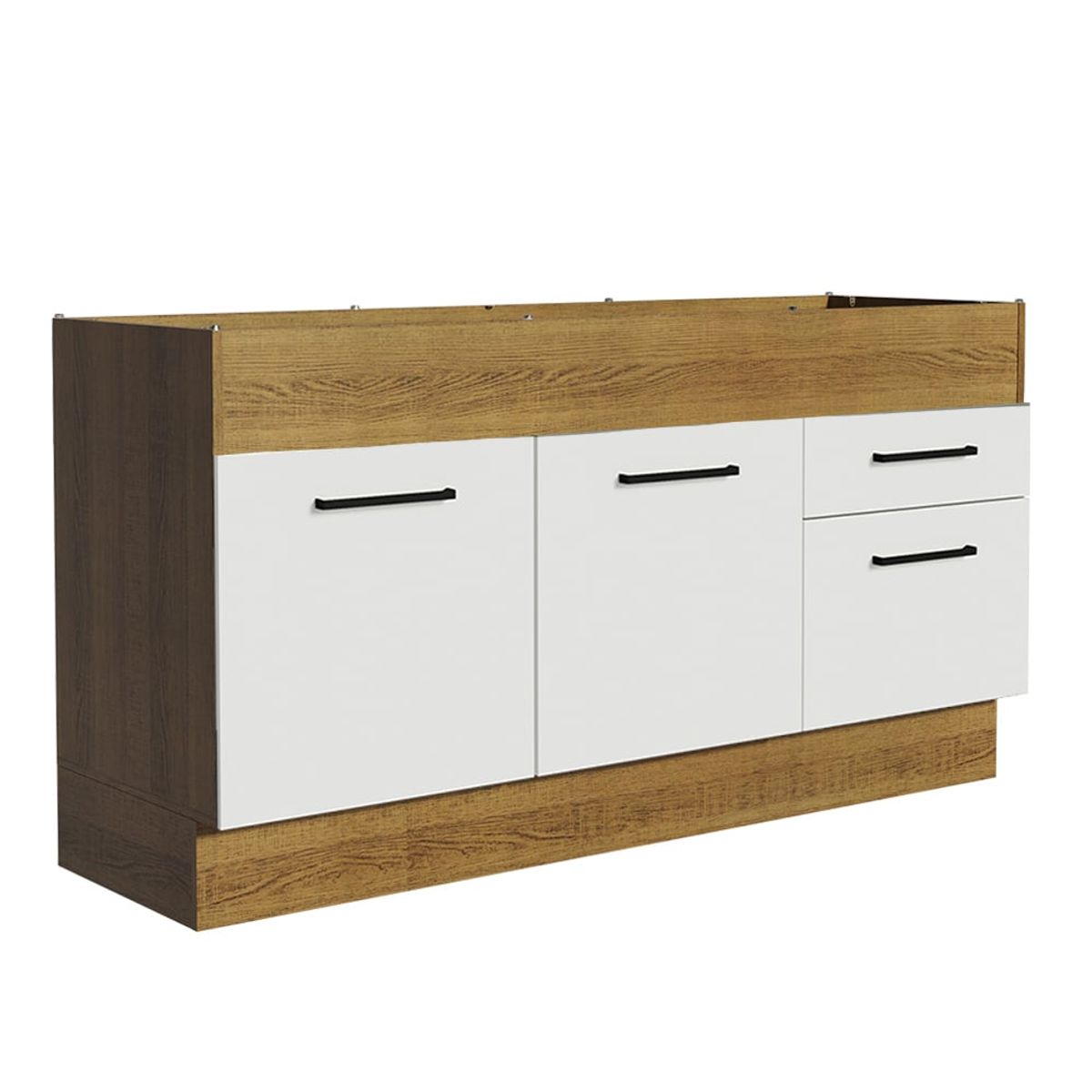 MADESA - Mueble de Cocina Bajo Agata 1.50 m 2 Puertas 2 Cajones Marrón/Blanco