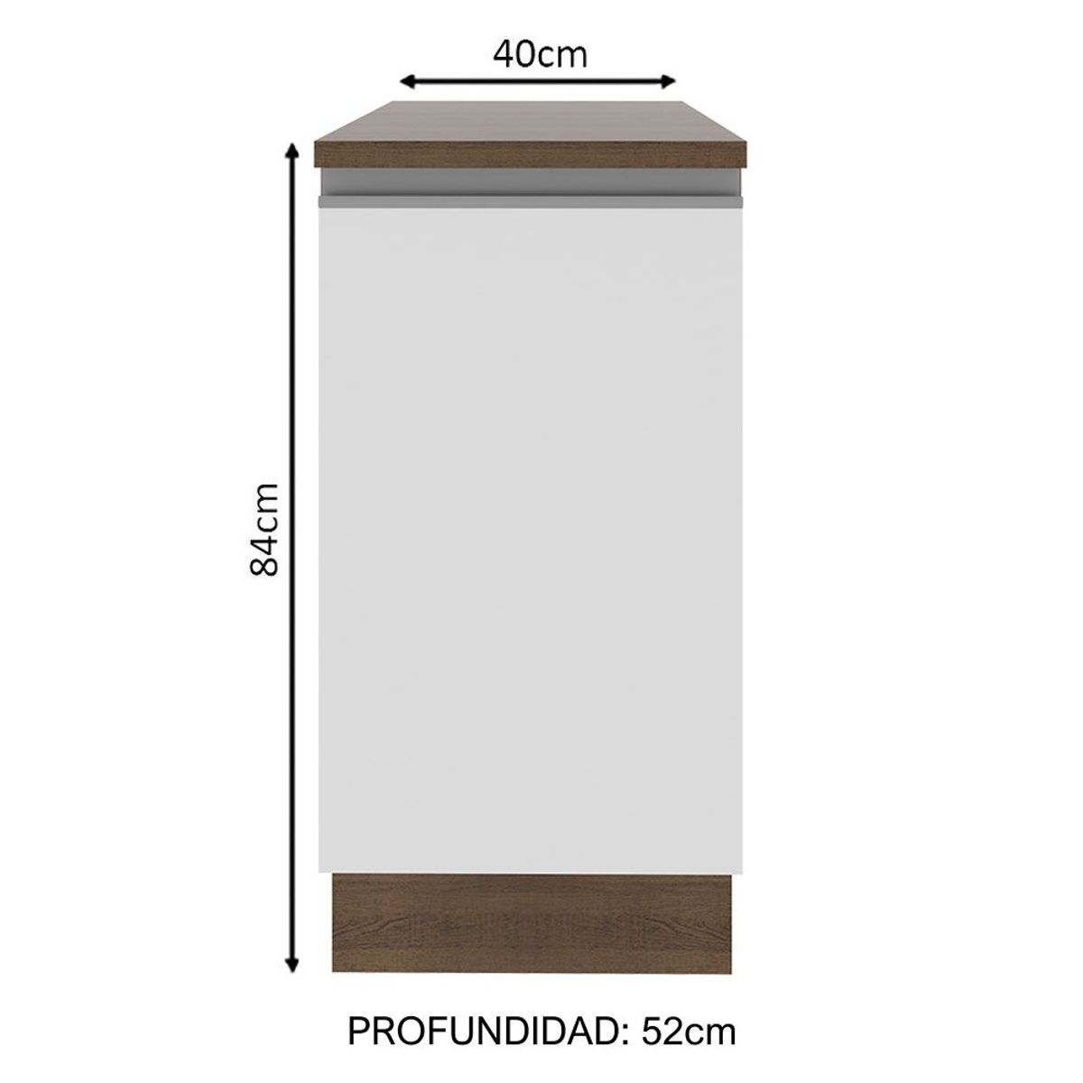 MADESA - Mueble de Cocina Bajo Glamy 40 cm 1 Puerta Marrón/Blanco