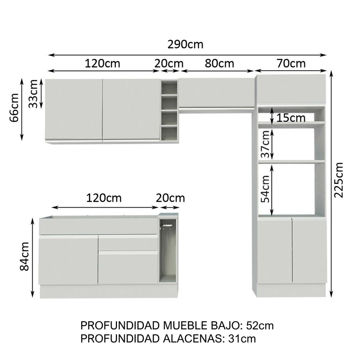 MADESA - Cocina Integral Cristal 2.90 Metros 10