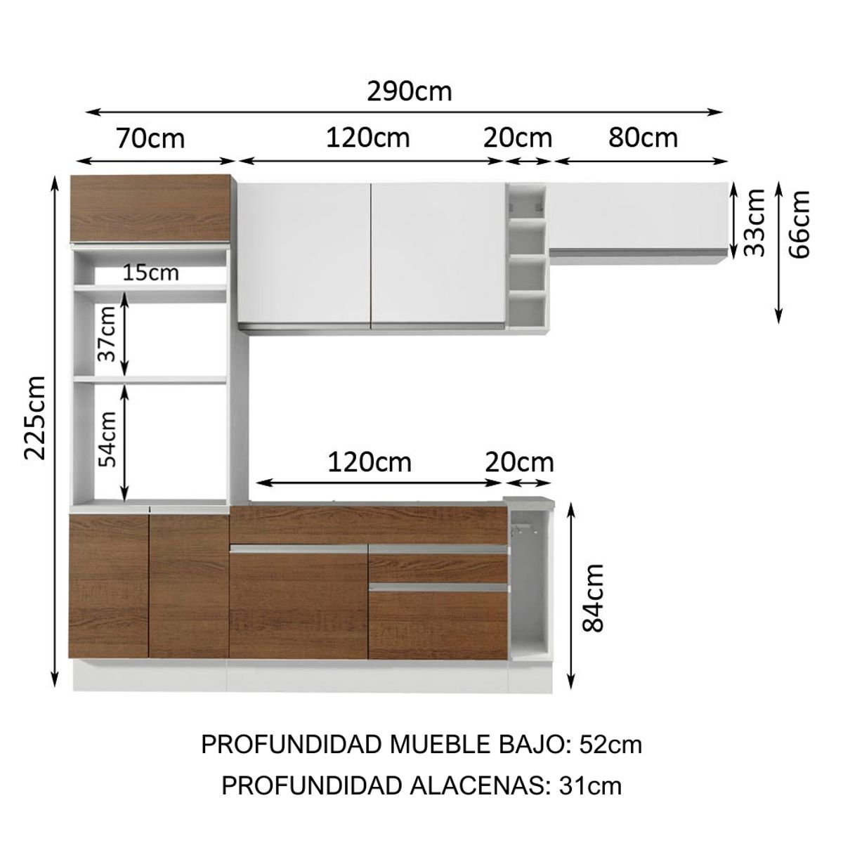 MADESA - Cocina Integral Safira 2.90 m con Encimera 14
