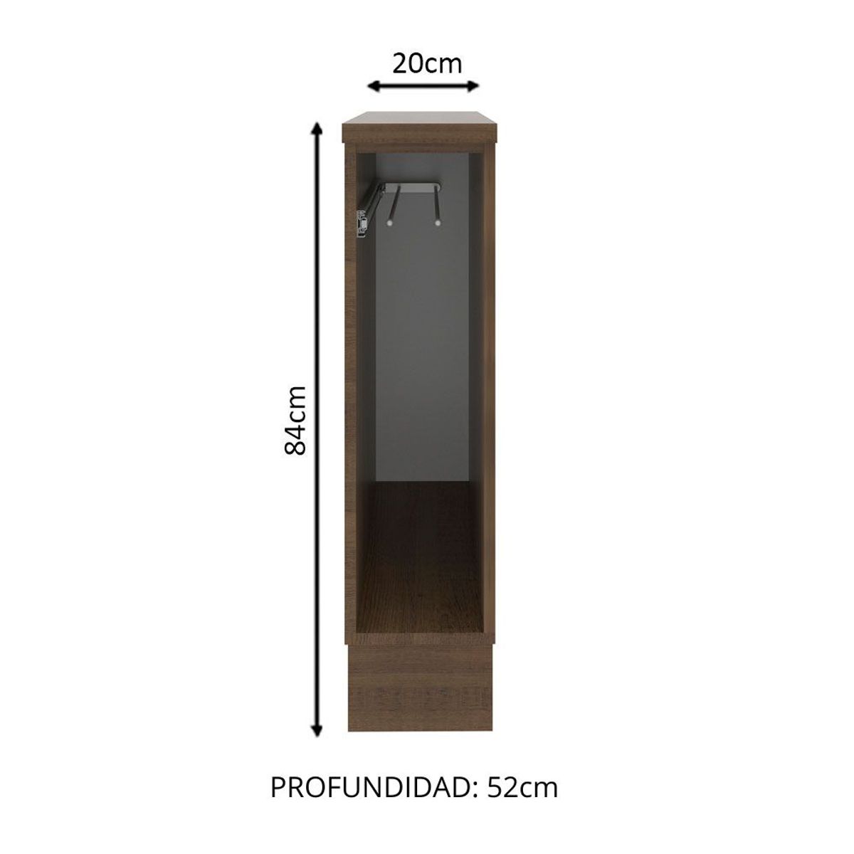 MADESA - Mueble de Cocina Bajo Portapaños Glamy y Agata 20 cm Marrón