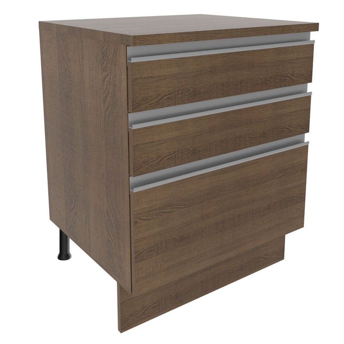 MADESA - Mueble de Cocina Bajo Glamy 60 cm 3 Cajones Marrón
