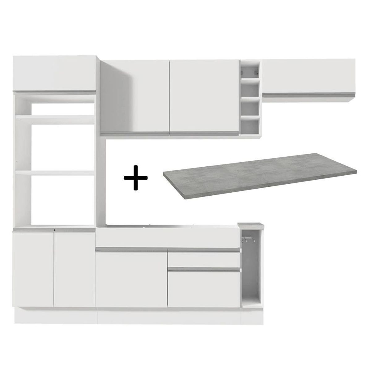 MADESA - Cocina Integral Safira 2.90 m con Encimera 14 Blanco