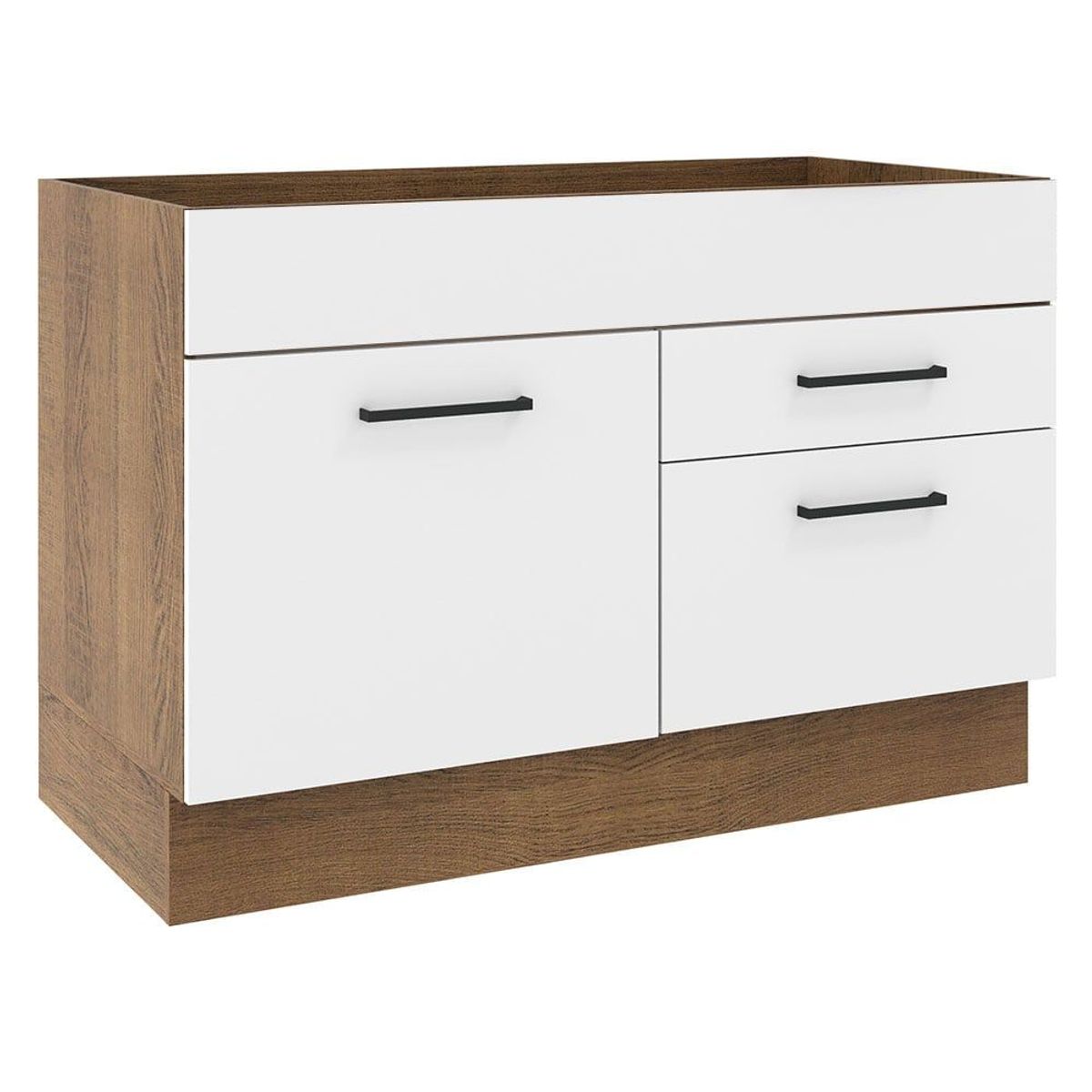 MADESA - Mueble de Cocina Bajo Agata 1.20 m 1 Puerta 2 Cajones Marrón/Blanco