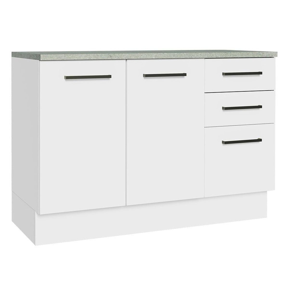 MADESA - Mueble de Cocina Bajo Agata 1.20 m 2 Puertas 3 Cajones con Encimera Blanco
