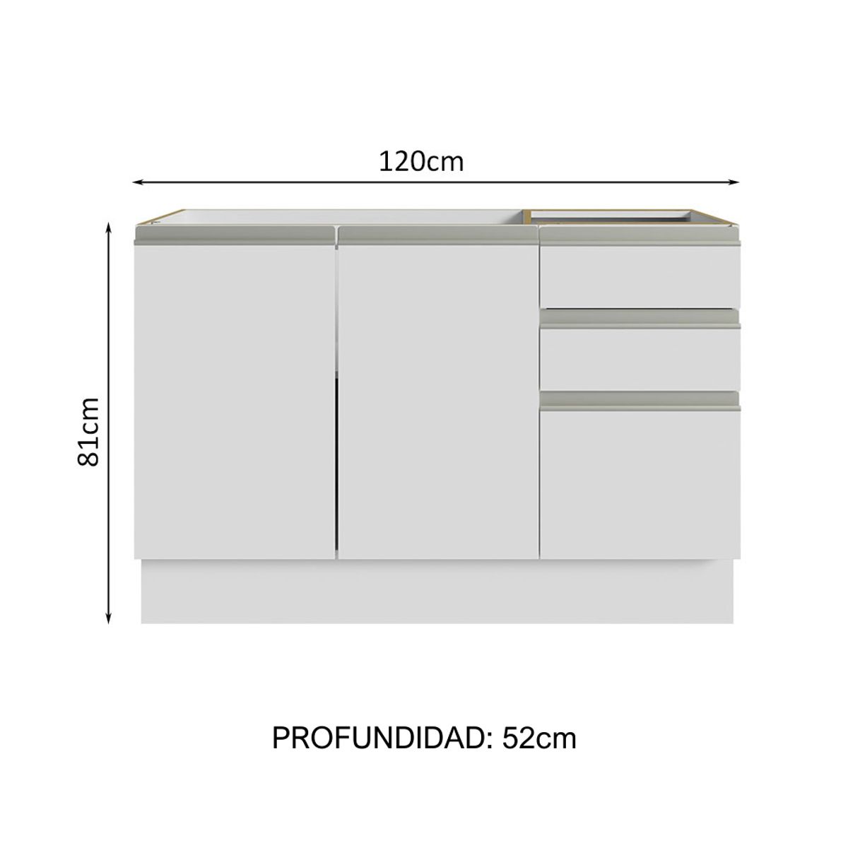 MADESA - Mueble para Baños 120 cm 2 Puertas 3 Cajones