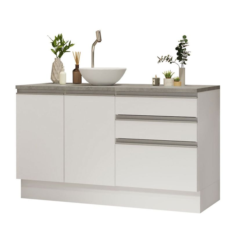 MADESA - Kit 2 Muebles para Baño 140 cm 2 Puertas 3 Cajones con Encimeras