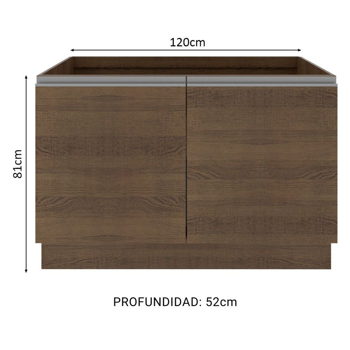 MADESA - Mueble de Cocina Bajo Glamy 1.20 Metros 2 Puertas Marrón