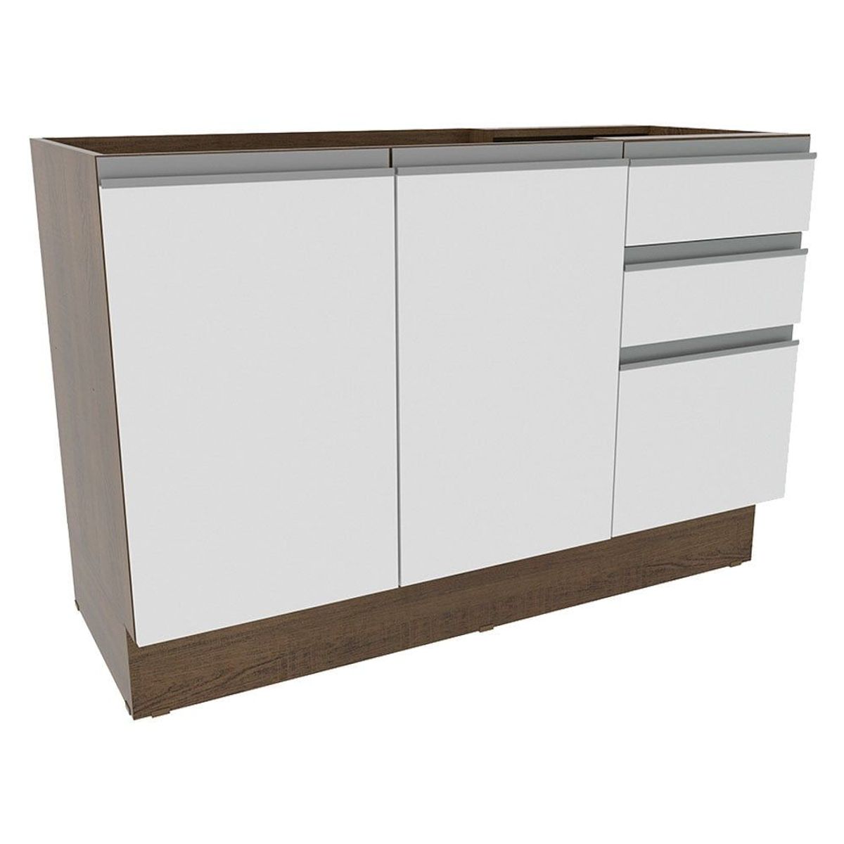 MADESA - Mueble de Cocina Bajo Glamy 1.20 m 2 Puertas 3 Cajones Marrón/Blanco