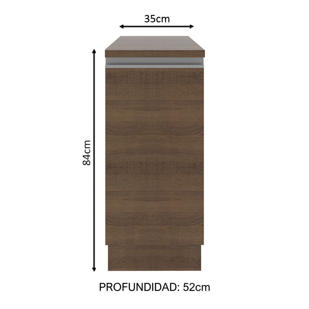 MADESA - Mueble de Cocina Bajo Glamy 35 cm 1 Puerta Marrón