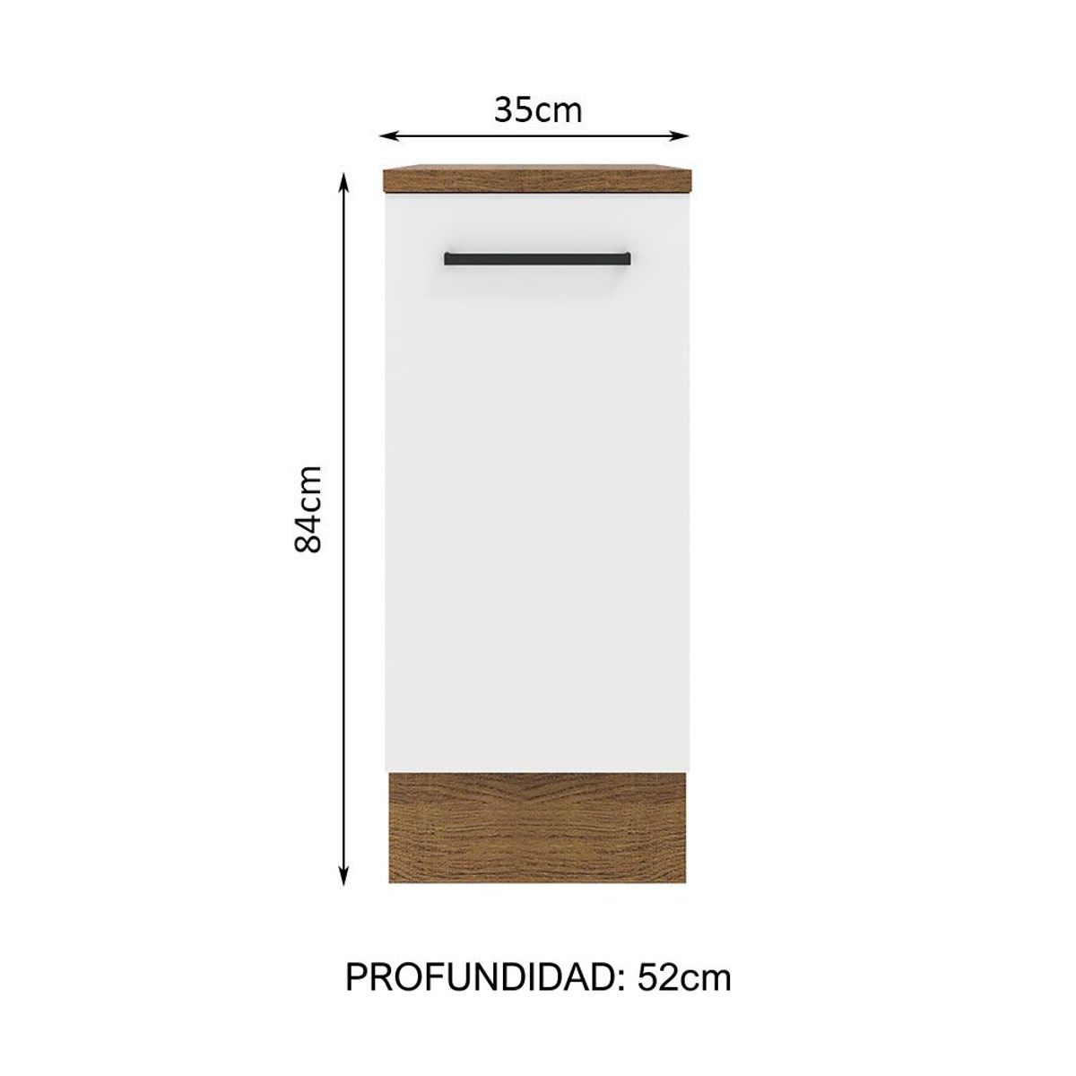 MADESA - Mueble de Cocina Bajo Agata 35 cm 1 Puerta Marrón/Blanco