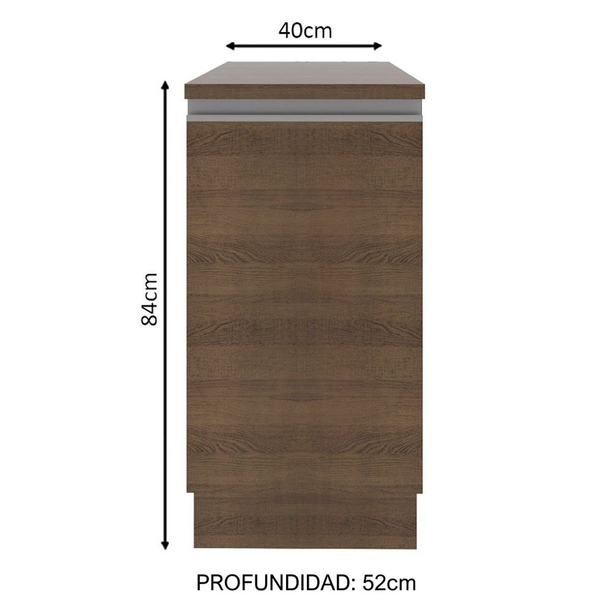 MADESA - Mueble de Cocina Bajo Glamy 40 cm 1 Puerta Marrón