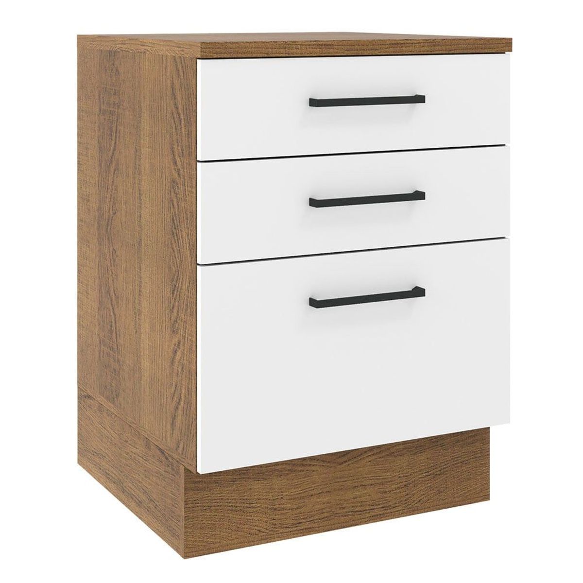 MADESA - Mueble de Cocina Bajo Agata 60 cm 3 Cajones Marrón/Blanco