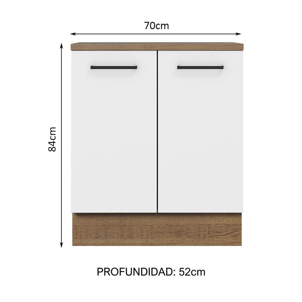 MADESA - Mueble de Cocina Bajo Agata 70 cm 2 Puertas Marrón/Blanco