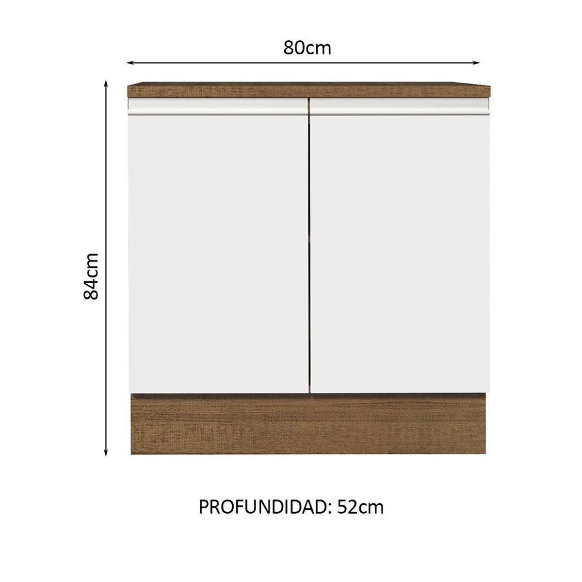 MADESA - Mueble de Cocina Bajo Glamy 80 cm 2 Puertas Marrón/Blanco