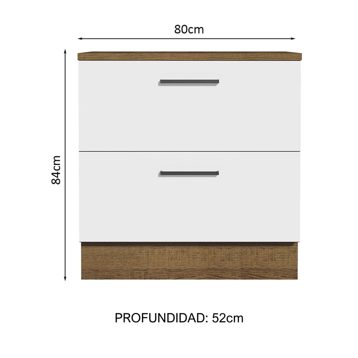 MADESA - Mueble de Cocina Bajo Agata 80 cm 2 Cajones