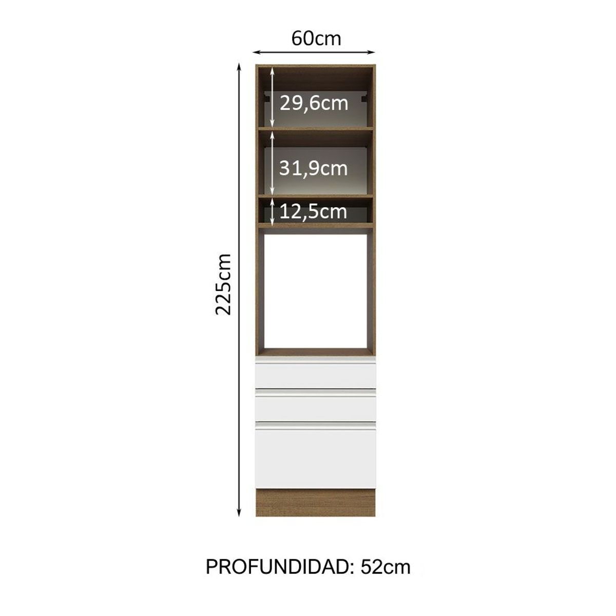 MADESA - Mueble de Cocina para Hornos Glamy 60 cm Marrón/Blanco