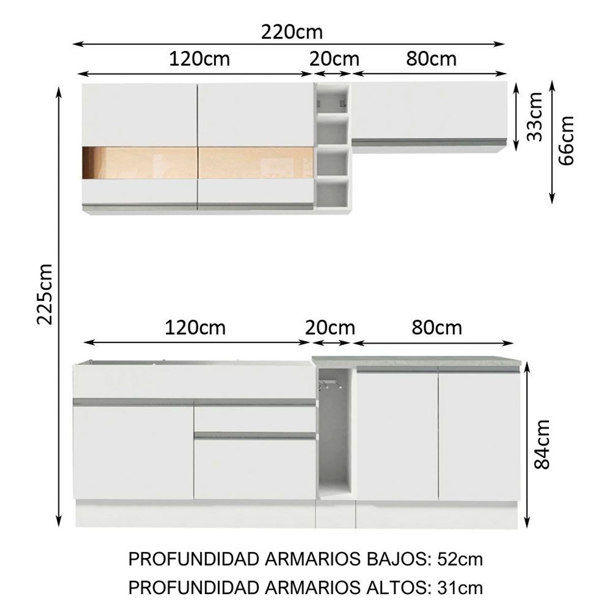 MADESA - Cocina Integral Parma 2.20 Metros Blanco 02