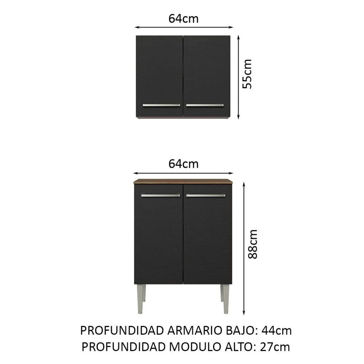 MADESA - Kit Mueble de Cocina Superior y Mueble Bajo Emilly 64 cm