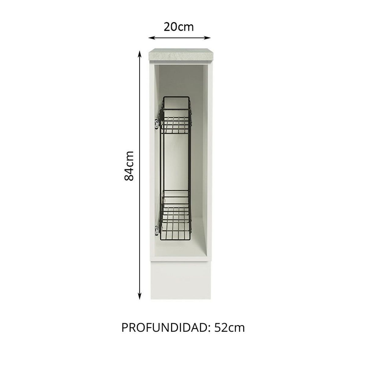 MADESA - Mueble de Cocina Bajo Portacondimentos Glamy, Agata y Stella 20 cm
