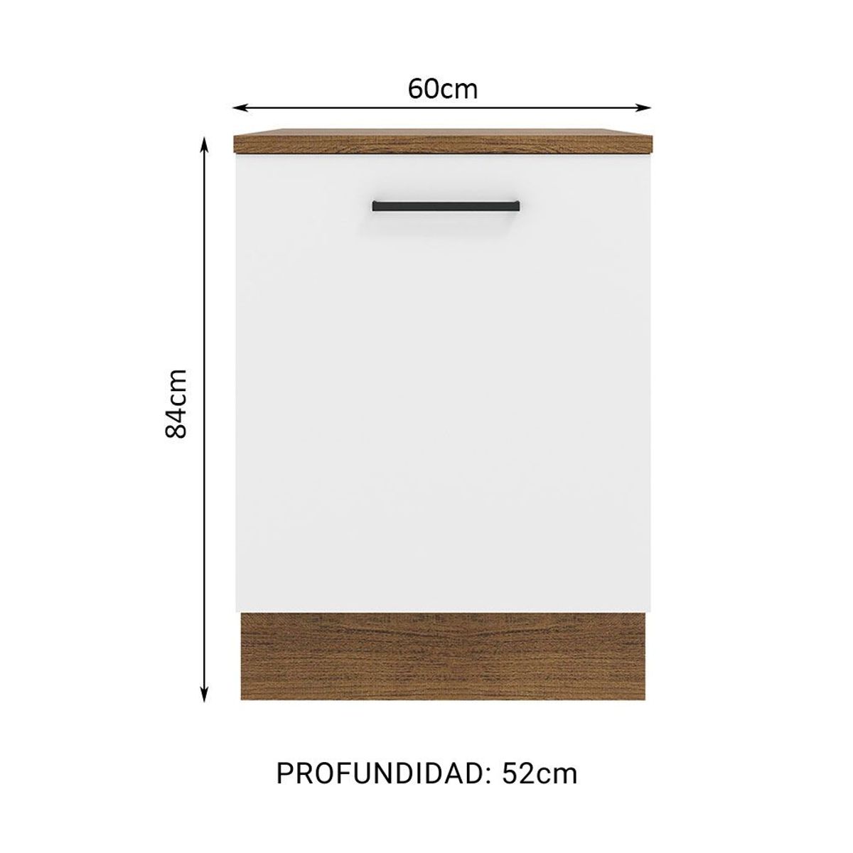 MADESA - Mueble de Cocina Bajo Agata 60 cm 1 Puerta Marrón/Blanco