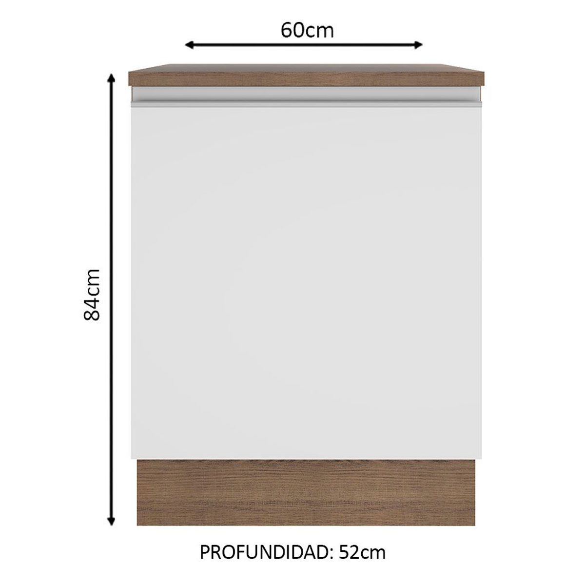 MADESA - Mueble de Cocina Bajo Glamy 60 cm 1 Puerta Marrón/Blanco
