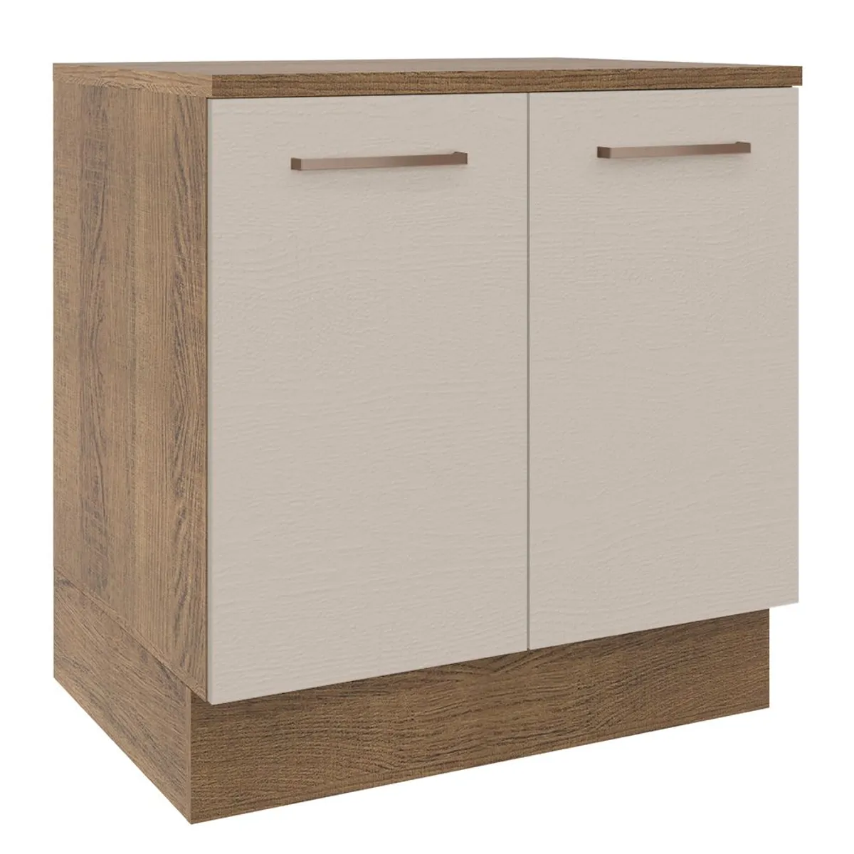 MADESA - Mueble de Cocina Bajo Agata 80 cm 2 Puertas Marrón/Crema