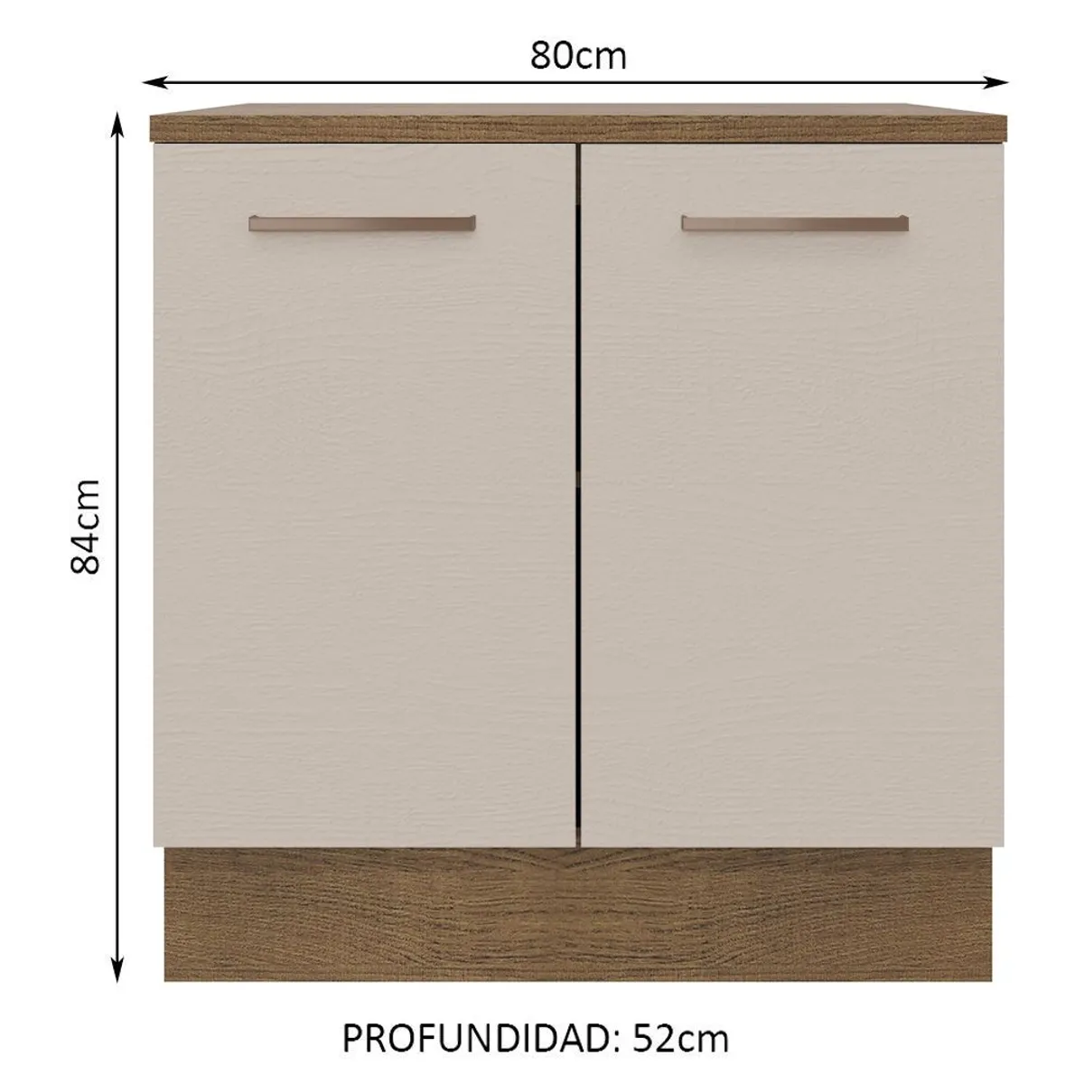 MADESA - Mueble de Cocina Bajo Agata 80 cm 2 Puertas Marrón/Crema