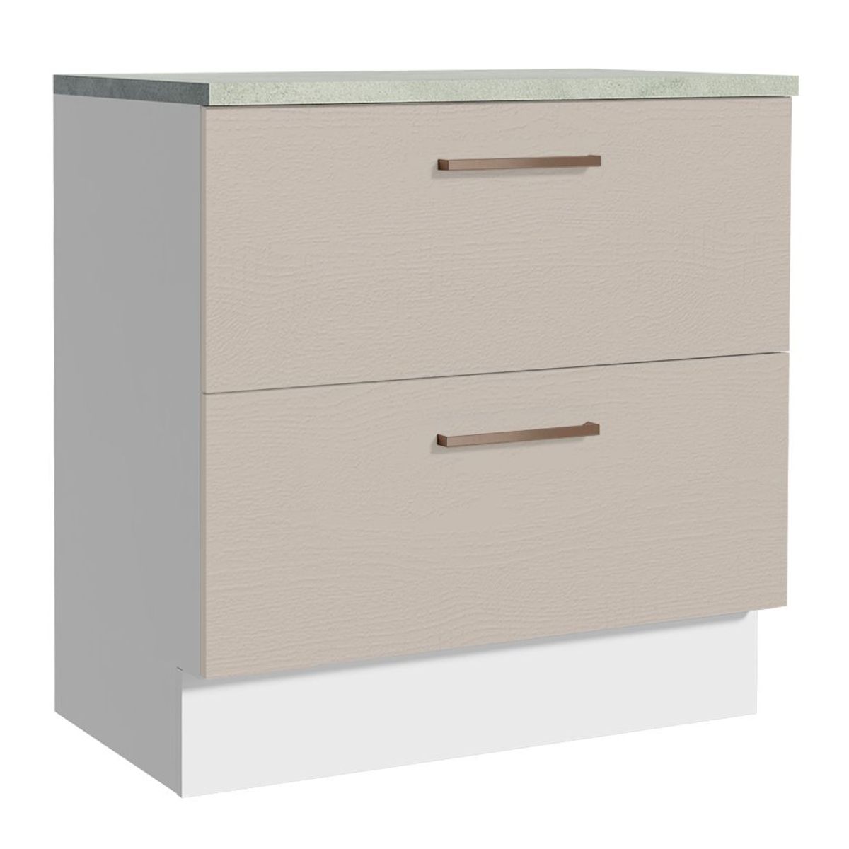 MADESA - Mueble de Cocina Bajo Agata 80 cm 2 Cajones Blanco/Crema