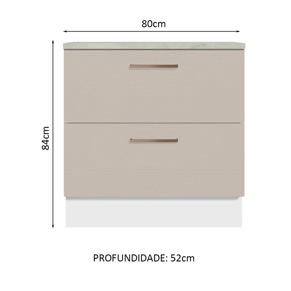 MADESA - Mueble de Cocina Bajo Agata 80 cm 2 Cajones Blanco/Crema