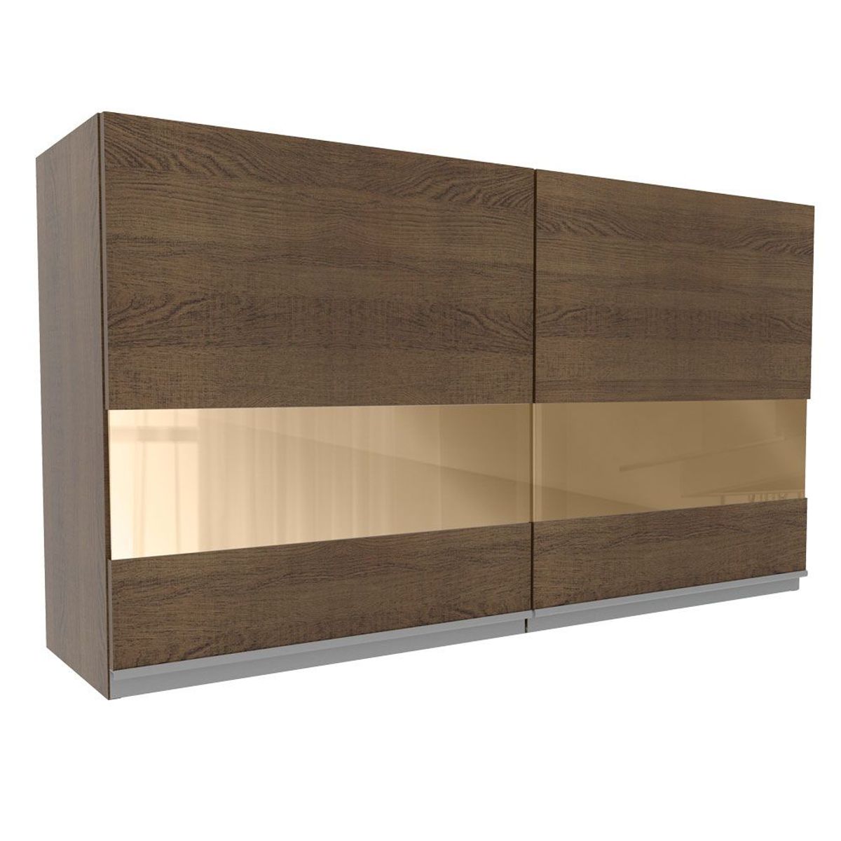 MADESA - Mueble de Cocina Superior Glamy 1.20 m 2 Puertas con Cristal Reflex Marrón