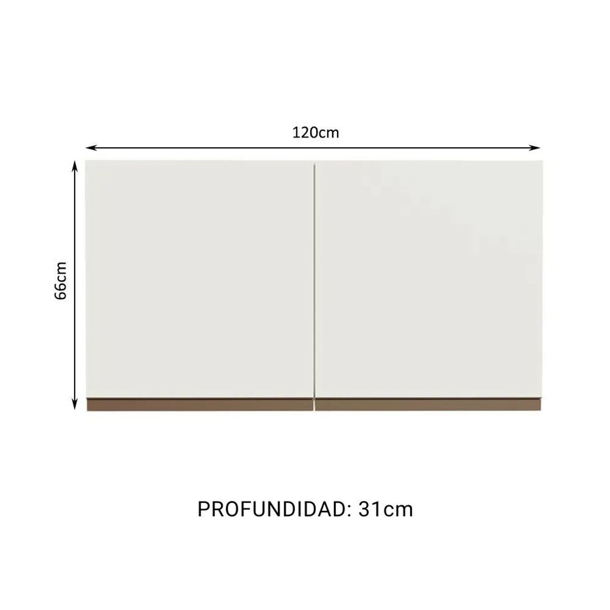 MADESA - Mueble de Cocina Superior Reims 1.20 Metros 2 Puertas Blanco