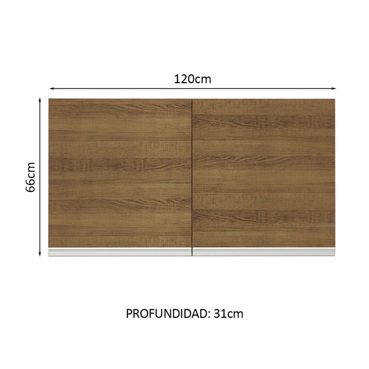 MADESA - Mueble de Cocina Superior Glamy 1.20 Metros 2 Puertas Marrón