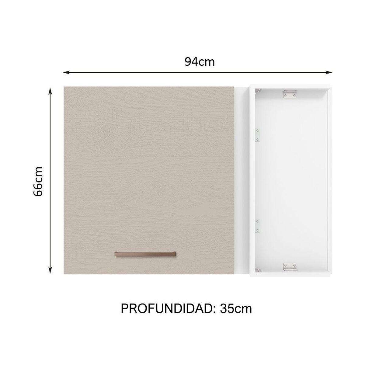 MADESA - Mueble de Cocina Superior de Esquina Agata 1 Puerta Blanco/Crema