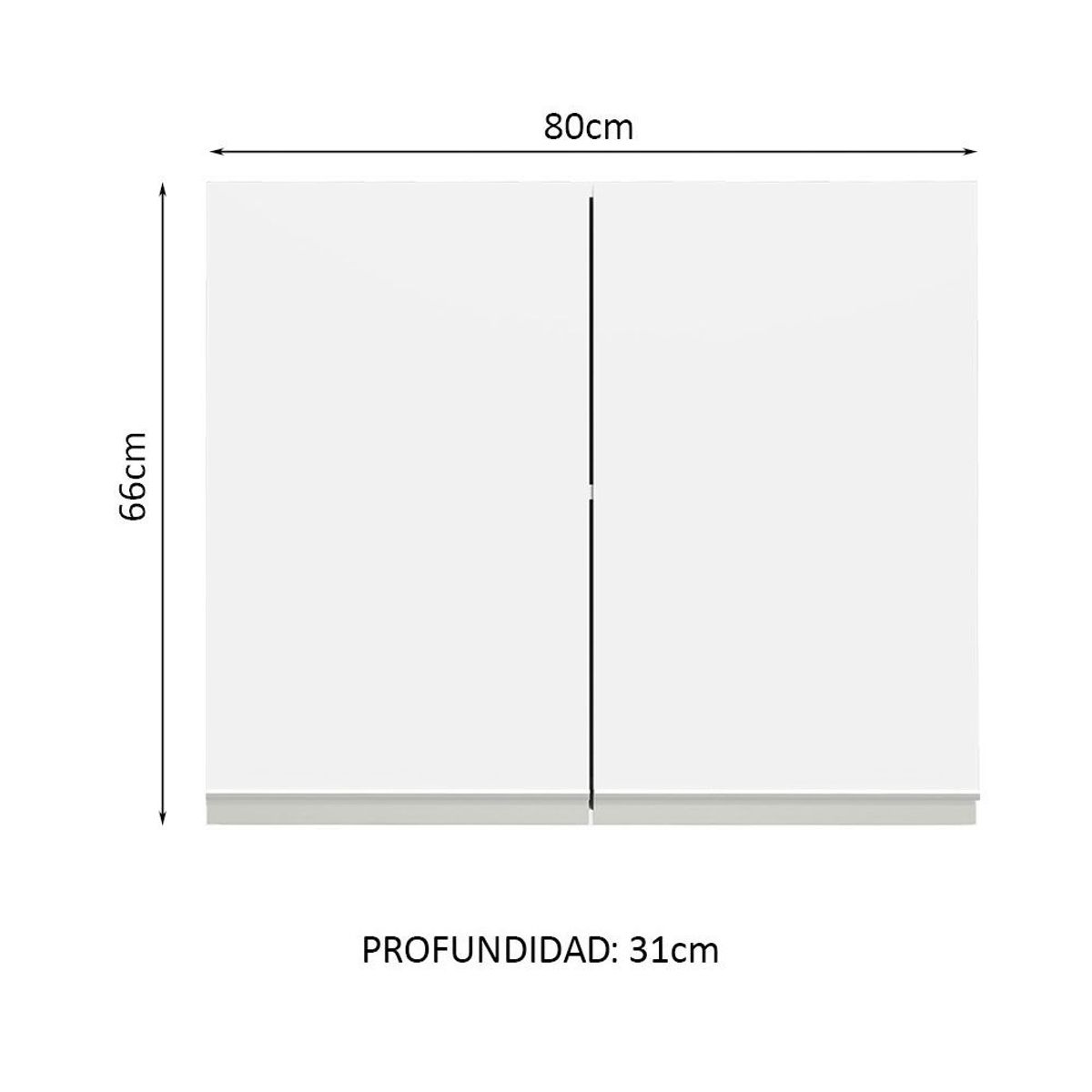 MADESA - Mueble de Cocina Superior Glamy 80 cm 2 Puertas Marrón/Blanco