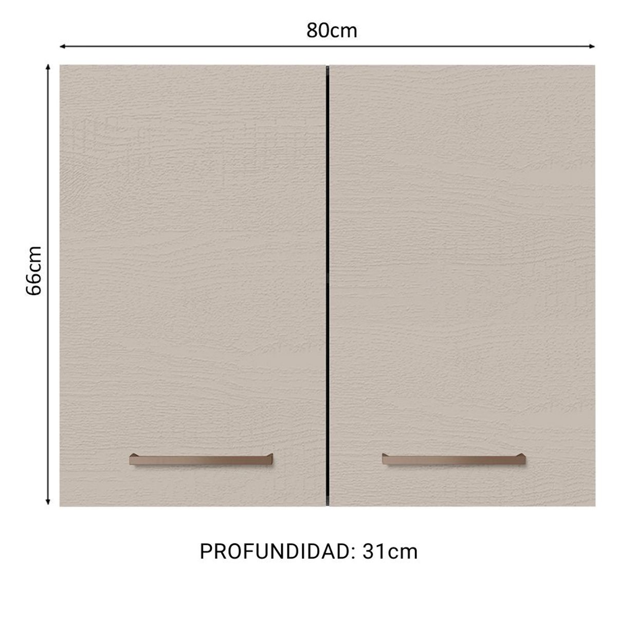 MADESA - Mueble de Cocina Superior Agata 80 cm 2 Puertas Marrón/Crema
