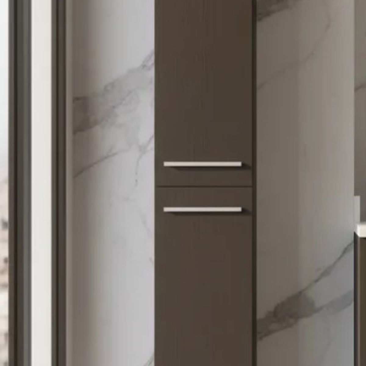 MADESA - Mueble de Cocina Armario Vertical Emilly 2 Puertas Marrón/Negro