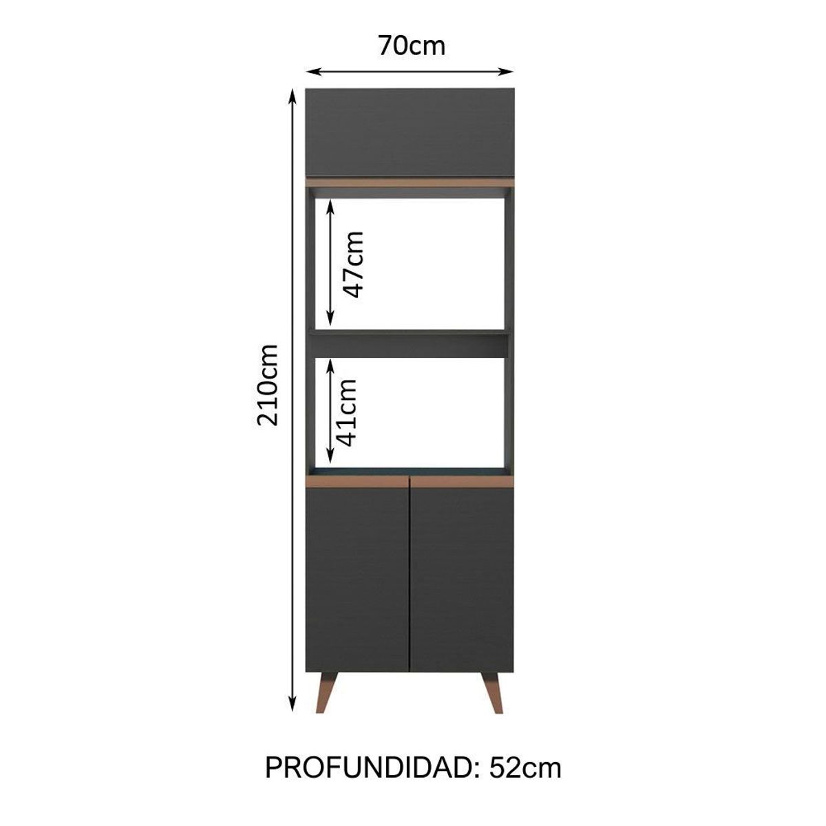 MADESA - Mueble de Cocina para Hornos Reims 70 cm Negro