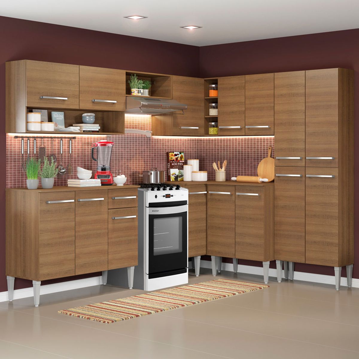 MADESA - Cocina Integral de Esquina Emilly Ice 4.20 Metros