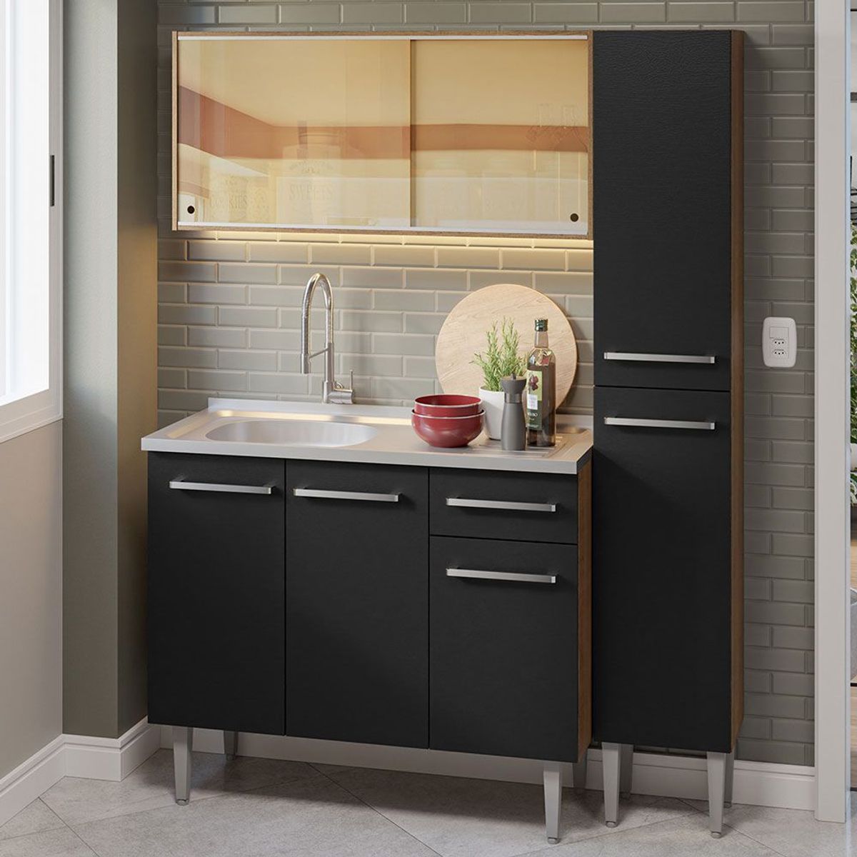 MADESA - Cocina Integral Emilly 1.40 m con Mesón de Acero 08