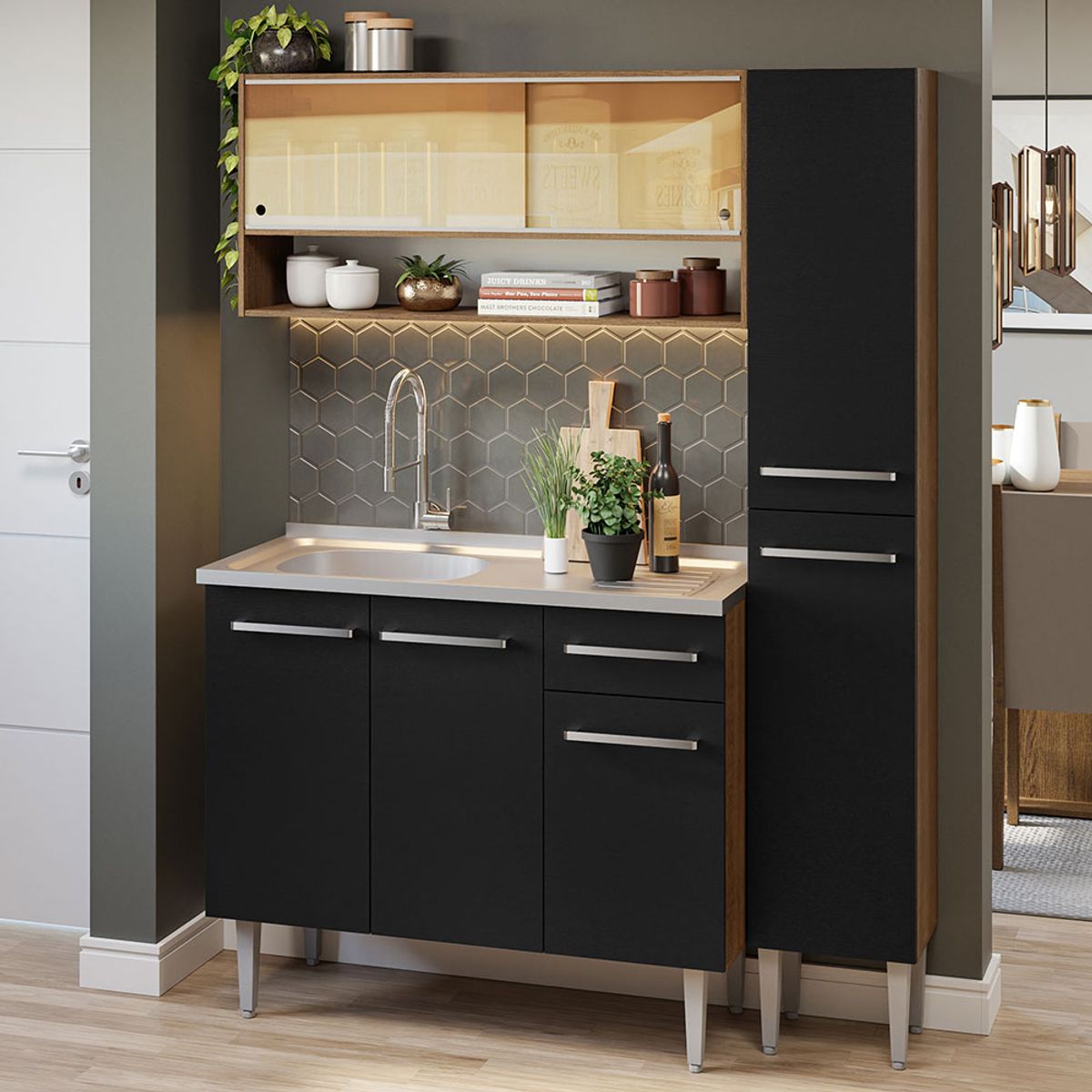 MADESA - Cocina Integral Emilly 1.40 m con Mesón de Acero 10