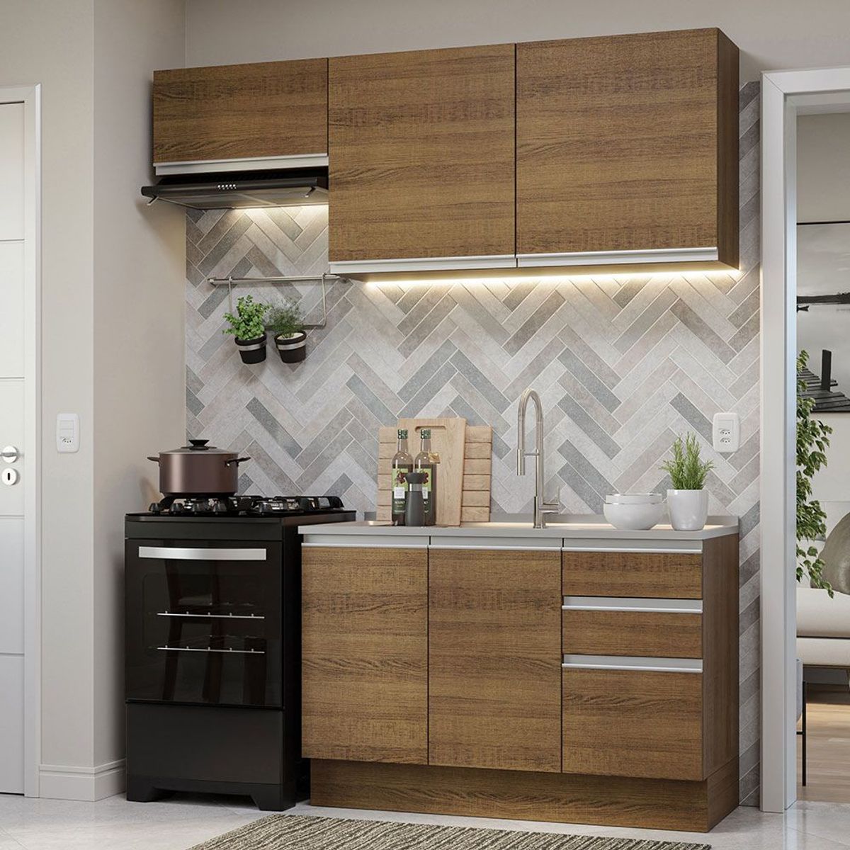 MADESA - Cocina Integral Glamy 1.80 Metros Marrón 09
