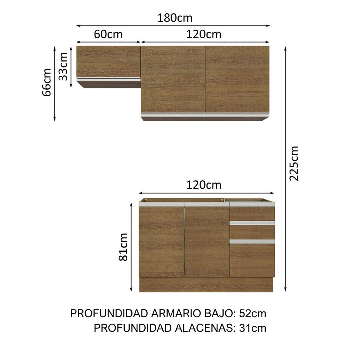 MADESA - Cocina Integral Glamy 1.80 Metros Marrón 09