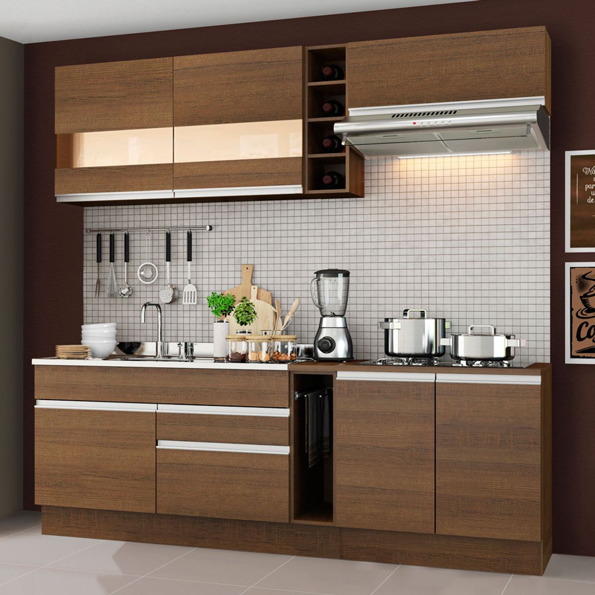 MADESA - Cocina Integral Parma 2.20 Metros Marrón 02