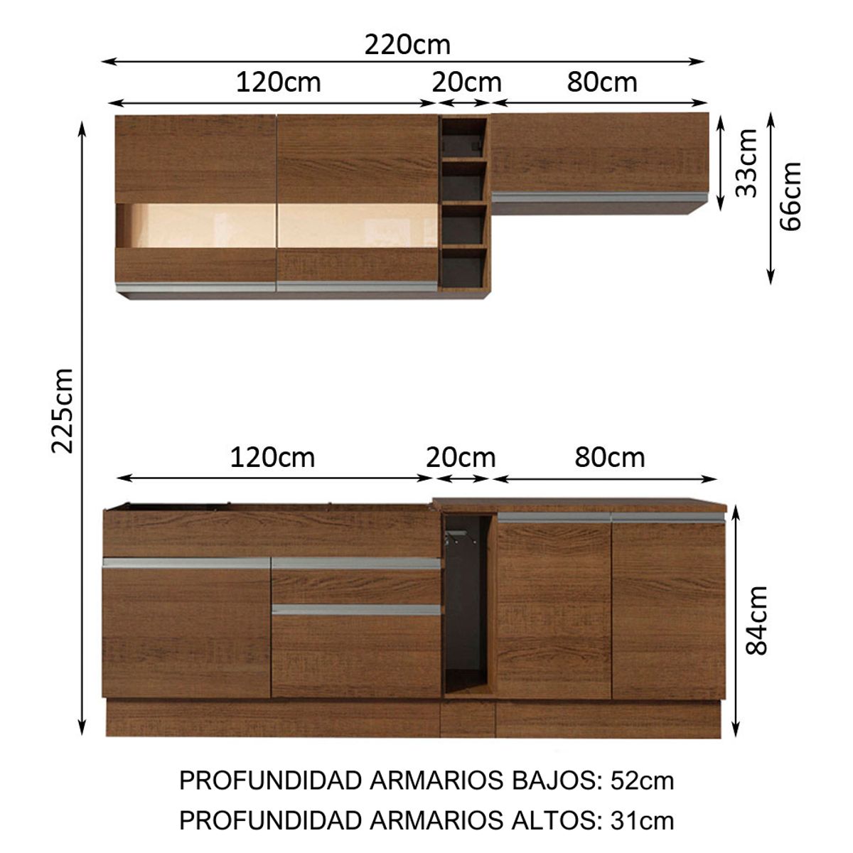 MADESA - Cocina Integral Parma 2.20 Metros Marrón 02