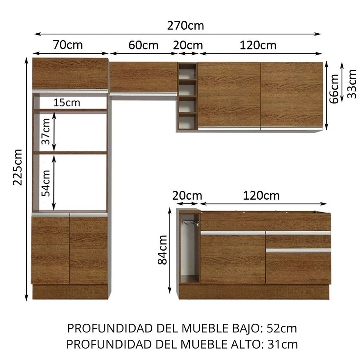 MADESA - Cocina Integral Jade 2.70 Metros Marrón 09