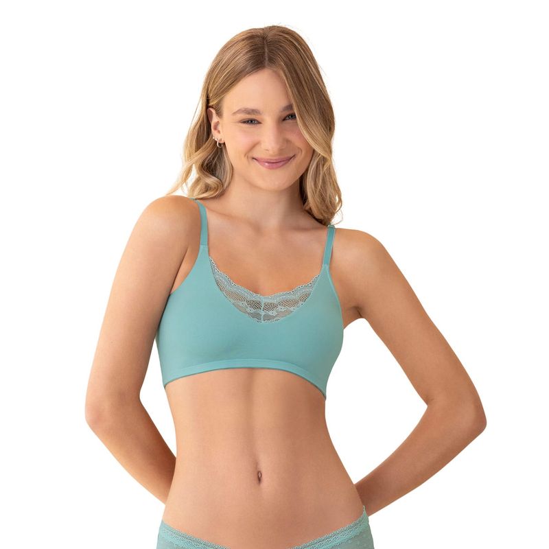 LEONISA - Leonisa Bralette con detalles de encaje en escote y espalda