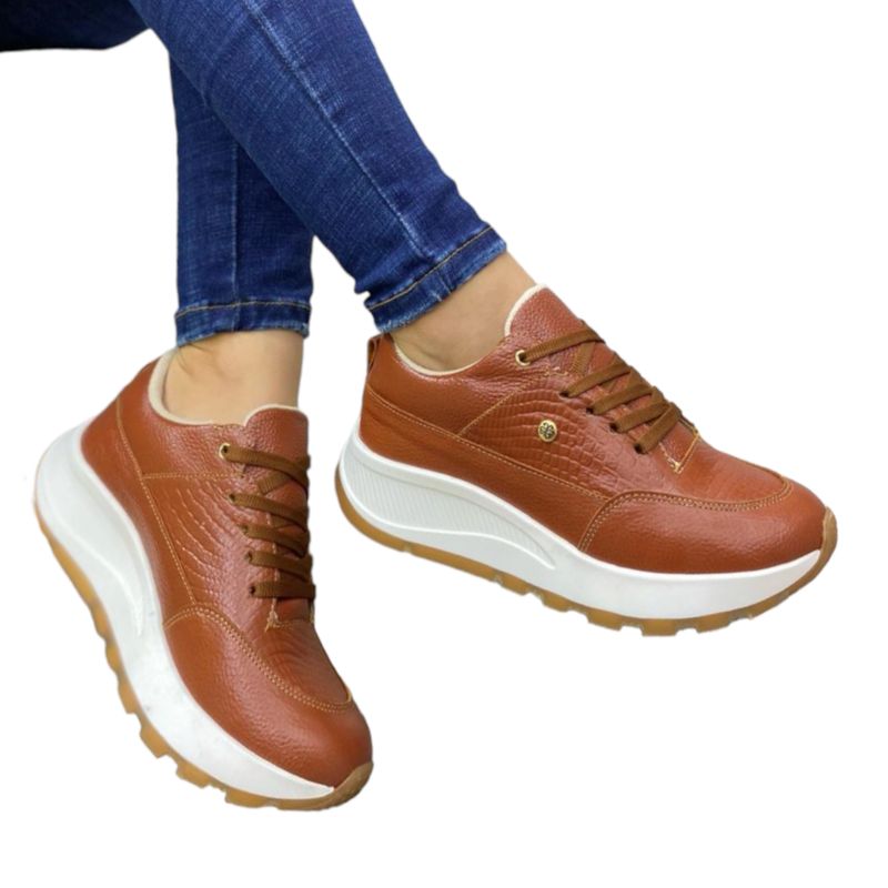 EVEGONZ - Tenis Deportivo en Cuero Zapato Cómodo Mujer